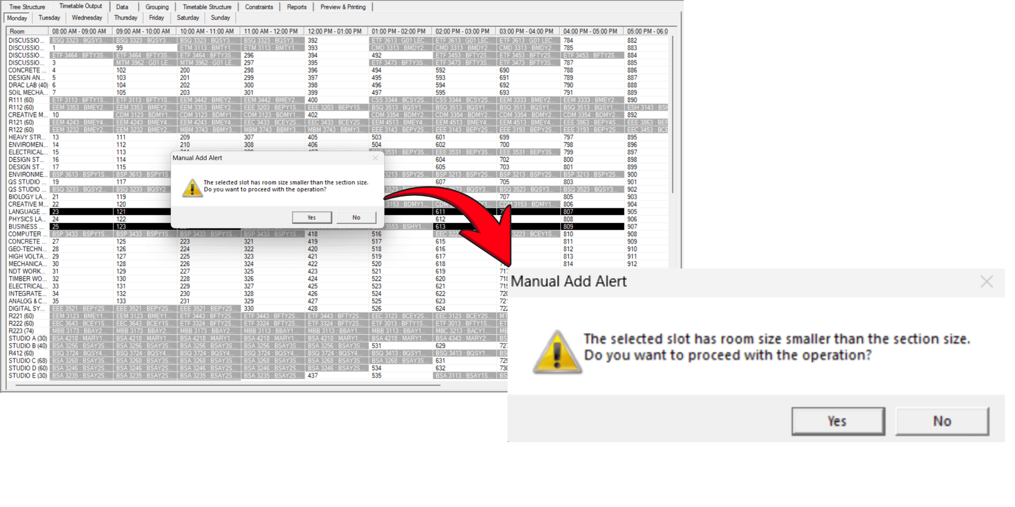 Timetable Plus Class, Manual Allocation with Violation Alerts
