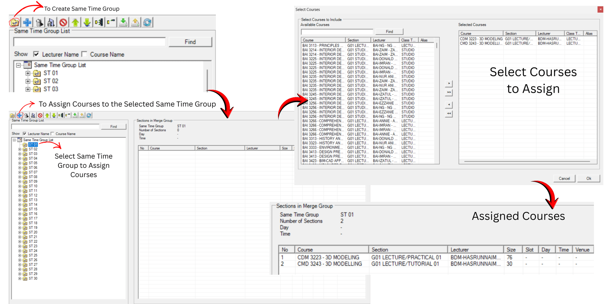 Timetable Plus Class, Same Time Group: assigning process